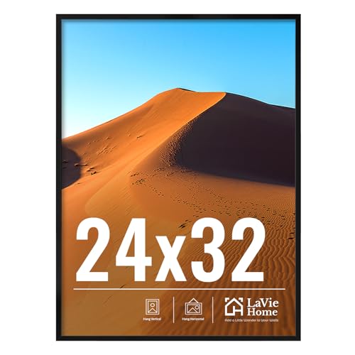 Image of LaVie Home 24x32 Picture Frame for Wall Display, 24x32 Black Picture Frame with HD Plexiglas, 24 x 32 Poster Frame 1 Pack, Display Frame for Vertical or Horizontal, Classic Collection