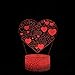 Cool romantic love cracked base acrilico lampada multicolore luce notturna a led 3D luce visiva camera da letto, decorazione della stanza piccola lampada da tavolo creativa piccola lampada da tavolo