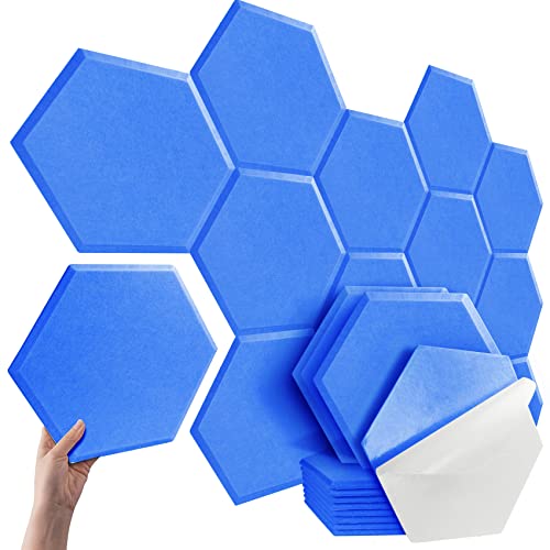 10 Pcs Panneau Acoustiques Hexagonaux 36x32x1.2cm Panneaux de Mousse Acoustique Insonorisés Haute Densité Rembourrage Panneaux Muraux Auto-Adhésif pour Plafond de Studio Traitement Acoustique Bleu Cover