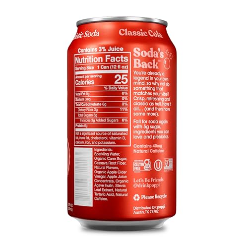 Image of Poppi Prebiotic Soda, Classic Cola, 12 Oz, 12 Pack
