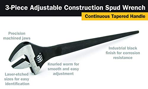Titan 223 3-Piece Adjustable Construction Spud Wrench Set #TOP5