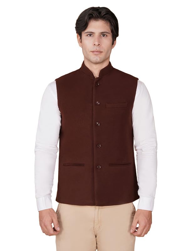 Image of VASTRAA FUSION Men's Traditional Woolen Nehru Jacket Modi Waistcoat