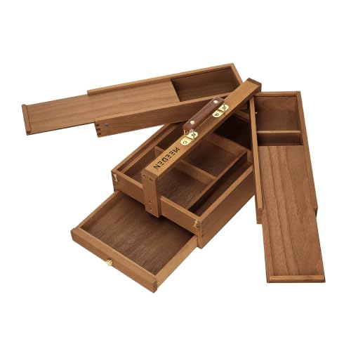 Image of MEEDEN Wooden Tool Storage Box: Portable Beech Wood Art Supplies Organizer