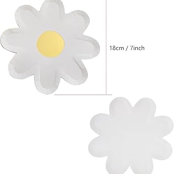 FSSTUD 30 Pcs Daisy Paper Plates Flower Shaped Dessert Plates Boho Baby Shower Paper Plates Spring Floral Party Plates Cute Summer Food Plates