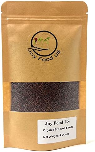 Organic Broccoli Sprouting Seeds Grown in USA Non-GMO Broccoli Seeds for Sprouting in Stand Up Bag - High Germination Vegetable Seeds for Growing Fresh Florets & Natural Microgreens at Home (4 Ounce)