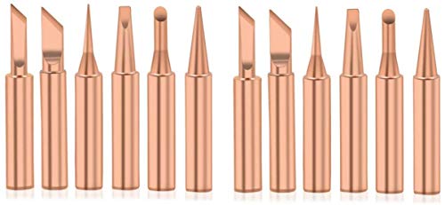 12pcs 900M-T Series Soldering Iron Tips, Bestgle Pure Copper Soldering Tips Replacement for Precision Welding â€“ Compatible with Hakko, TENMA, ATTEN, Quick, Aoyue, Yihua Solder Station