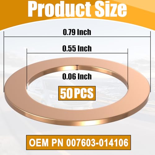 Image of 50 PCS Oil Drain Plug Gasket, 14mm Copper Oil Crush Washer Seals, Copper Oil Drain Plug Washer Gaskets, OEM PN 007603-014106, Replacement Fit for Mercedes Oil Crush Washer