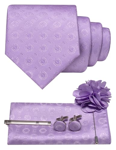 Image of JEMYGINS Mens Tie and Lapel Pin Necktie Pocket Square Cufflinks and Tie Clip Sets for Business Casual 5PCS