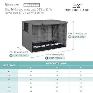   Explore-Land-36-inches-Dog-Crate-Cover-Heavy-Duty-Polyester-Pet-Kennel-Cover-Universal-Fit-for-Wire-Dog-Crate-Gray