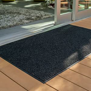 Unimat 2X3 (24"X36") Doormat Outdoor -Indoor Dual Ribbed Rubber Backing-Welcome Mat Entryway Outdoor Rug-Dual Ribbed Mat Perfect For Office-Home-Kitchen Mat Waterproof (Charcoal) #TOP3