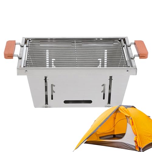 Barbacoa plegable | Barbacoa de carbón vegetal con 4 niveles de altura ajustables – Cocina para picnic | Para camping, exterior, picnic, barbacoa, terraza, jardín, senderismo, aventura y balcón