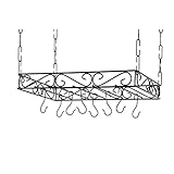 Concept Housewares PR-40530 Scrolled Iron Pot Rack, Black