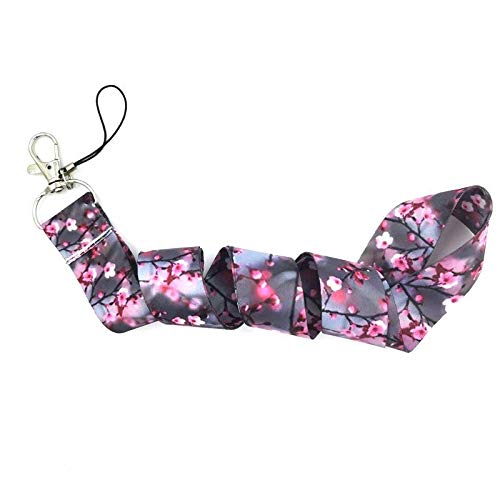 Pink Plum Blossom in Winter Snow 17.5 Neck Lanyard Keychain Holder ID Badge Mobile Phone Pin Strap by Pinstant