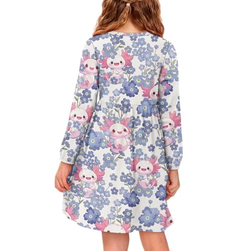 Girls' Long Sleeve Dress with Pockets Casual Button Down Midi Dresses 5-14 Years Birthday Dance Outfits2