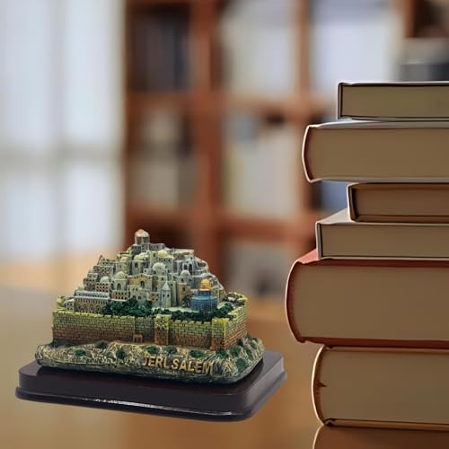 Estatua panorámica 3D de Jerusalén sobre base de madera miniatura 5