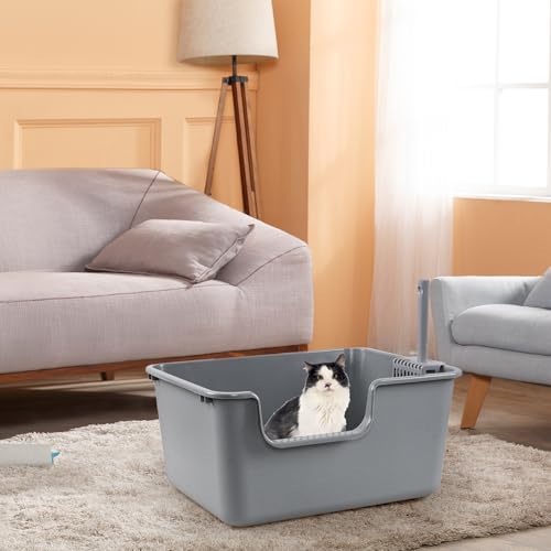 Caja de Arena para Gatos 4-Pack con Laterales Altos Gris miniatura 4