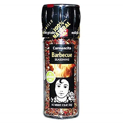 Carmencita Condimento para molinillo de barbacoa de 50 g. La suavidad de la pimienta rosa y la frescura del ajo añadirán un toque americano a todas tus recetas de barbacoa.