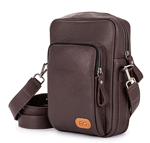 Bolsa Masculina Shoulder Bag Couro Legítimo Tiracolo Pequena (Marrom Escuro)