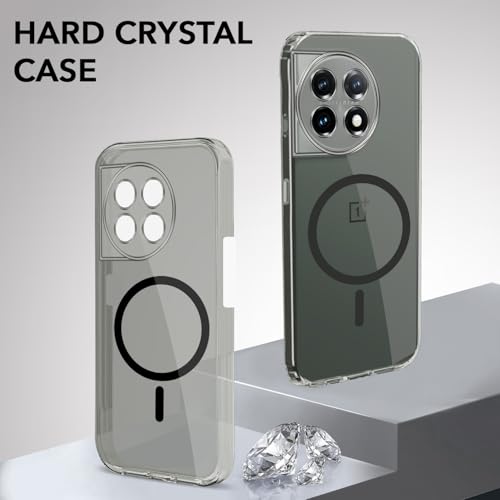 Image of Jkobi Lifetime Anti-Yellow MagSafe Compatible Clear Back Cover Case for OnePlus 11 5G (Sleek Hard Crystal | Shockproof and Camera Protection)
