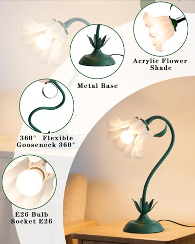 Image of WERFOP Flower Table Lamp Cute Desk Lamp for Bedroom Home Decor