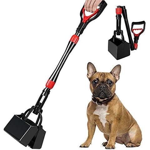 Nasjac Dog Pooper Scooper, 32'' Long Handle Foldable Pet Pooper Scooper Flat Bottom, Portable Poop Waste Pick Up Rake with Durable Spring for Small Medium Large Dog Puppy Cover