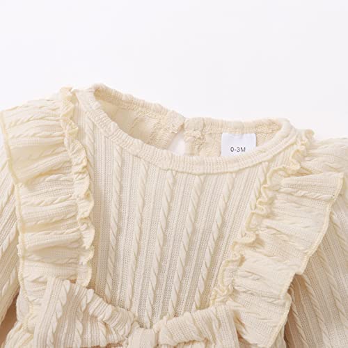 Happy Town Baby Girl Romper Infant Fall Winter Clothes Ruffle Sweater Long Sleeve Bodysuit Jumpsuit and Headband4