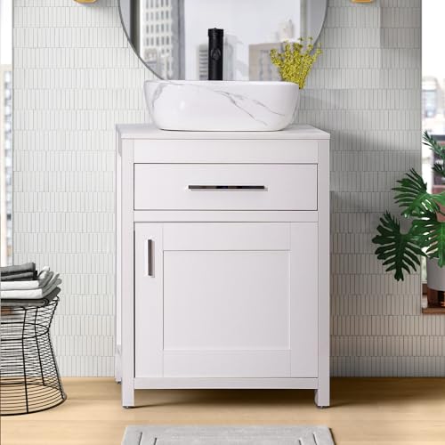 KGAR Bathroom Vessel Sink 18'' x 13'' Ceramic Porcelain Bathroom Sink Above Counter Basin Washing Bowl with Faucet Pop up Drain Combo, Marbling Rectangle by KGAR - Used condition - Image 5