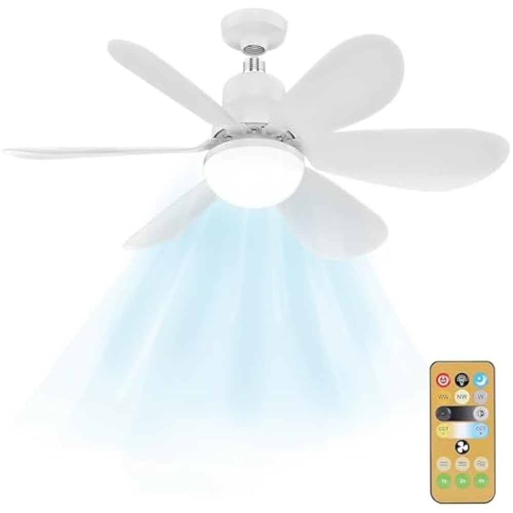 Ceiling Fans with Lights and Remote Control, Ceiling Fan Light with 6 Blades Supports, 3 Speeds Adjustment, 3 Color Switching, Timing, Fan Light Ceiling for Bedroom, Living Room, Kitchen