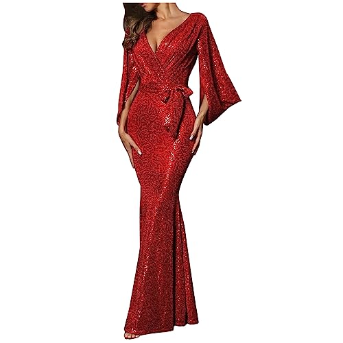 open lace back dress A Line V Neck Beaded Red Lace Long Prom Dresses, Layered Red Lace Form –  jbydress main image 0