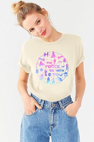Image of FRYAID Women May The Power Be with You Graphic T Shirt Short Sleeve Casual Tops Summer Fun Vacation Shirt Soft Casual Fit