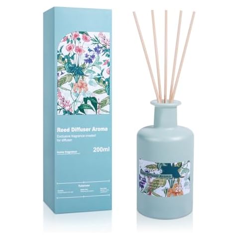Aeeteek Reed Diffuser Set - Tuberose Essential Oil, 200ml/6.8fl oz Orange Blossom Floral Aroma Scented Oil, Sandalwood Aroma Aromatherapy, Home Fragrance with Rattan Sticks for Room Decor Cover