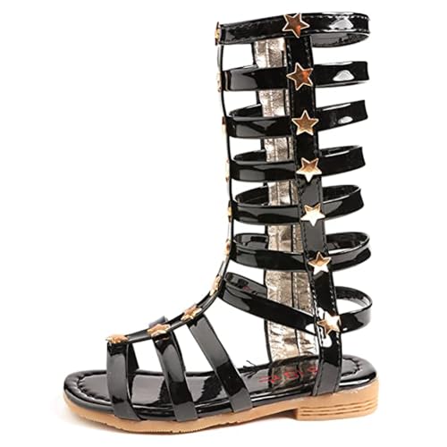 Image of Skeblo Girls Rivet Gladiator Sandals Summer Princess Dress Strappy Flats Zip Up Boots Shoes