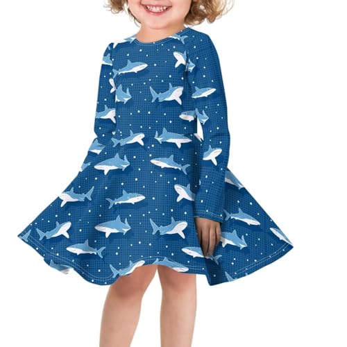 Fisoutleap Girls Dress Cute Print Casual Long Sleeve Daily Dress for Toddler/Little/Big Kid Girls 3-16 Y Clothes3