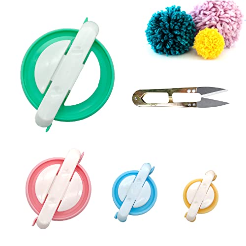 Pompom Maker Kit 4 Sizes Pom Pom Making Tool Set with Small Scissors Easy Way to Make Pompoms