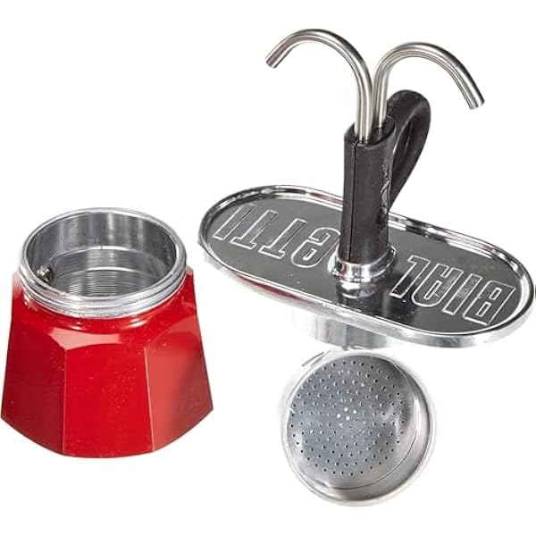 Bialetti Mini Express Kandisky в комплекте кофеварка на 2 чашки 90 мл и 2 стакана красная алюминиевая