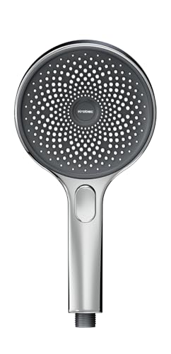Krobec Handbrause Dusche,Regendusche duschkopf,Duschkopf wassersparend, Duschkopf Regendusche große 130 mm,Duschbrause mit 3 Strahlarten,Regendusche,Shower head (Chrom).