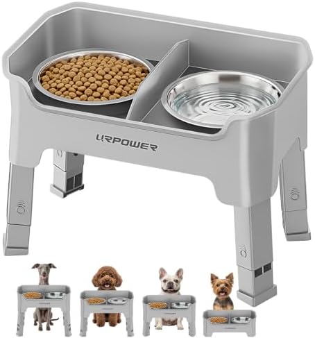 URPOWER Mess Proof Elevated Dog Bowls 4 Height Adjustable Raised ...