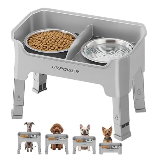 URPOWER Elevated Dog Bowls Adjustable Raised Dog Bowl with 2 Stainless Steel 1.5L Dog Food Bowls Stand Non-Slip No Spill Dog Dish Adjusts to 3 Heights 2.8”, 8”, 12”for Small Medium Large Dogs and Cats