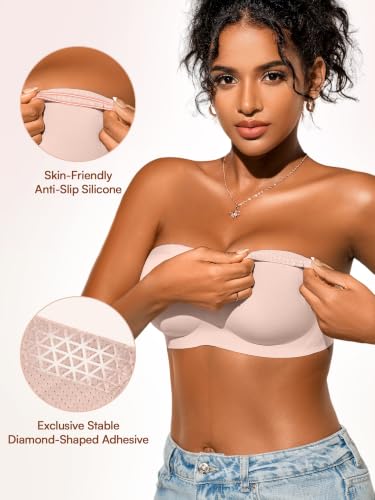 Image of Strapless Jelly Bras for Women - S-XL Seamless Padded Bandeau Bra