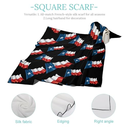 Texas Waving Flag Bandanas for Women Satin Silk Head Scarf Multipurpose Square Scarves Clothing Accessories4