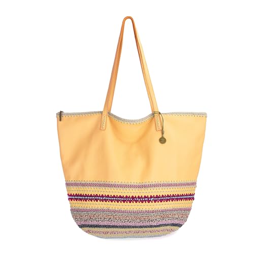 Image of The Sak Faye Tote Bag - Hand Crochet Women's Purse For Everyday & Travel - Handbag With Zipper Pocket & Shoulder Straps