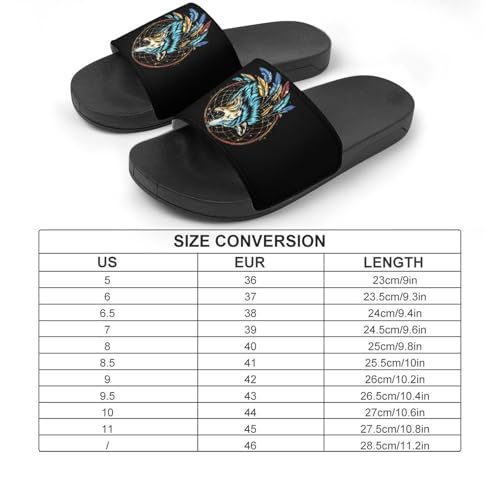 Wolf Dream-Catcher Spiritual Feathers House Sandals Non-Slip Bathroom Slippers Beach Summer Shoes for Men Women2