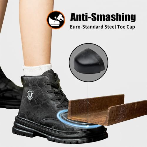 Image of Hogent Steel Toe Boots for Women Men - Lightweight Breathable Work Boots