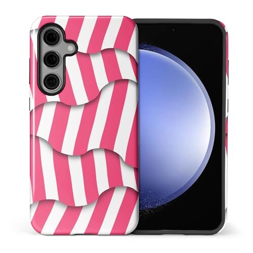 Coque rigide Samsung S24 FE géométrique rose : alliage de polycarbonate et silicone premium