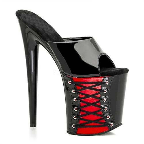 Talons Hauts 20cm Sandales d'été Chaussures à Talons Fins Mode Semelle à Lacets Pantoufles