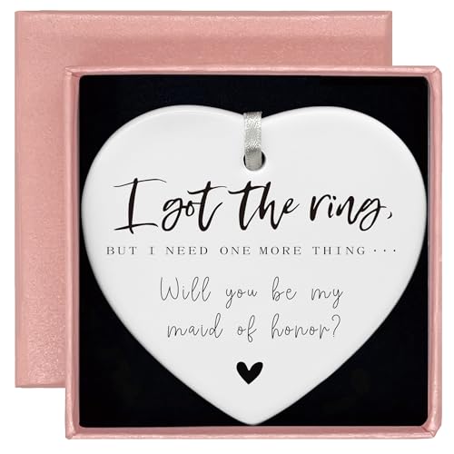 I Got The Ring But I Need One More Thing-Will You Be My Maid of Honor-Maid of Honor Proposal Gifts from Bride-Wedding Gift - Regalo de despedida de soltera para su mejor amiga, adorno de cerámica en