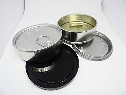 Pressitin Thunfisch-Dosen, 100 ml, 3,5 g, mit schwarzen Deckeln, selbstversiegelt, geruchsdicht, 10 Stück