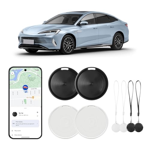 Glitfix GPS Tracker Android, Schlüsselfinder mit Google Find Hub App (NUR Android), IP67 Bluetooth Tracker, Schlüsselring, Air Tracker Android für Gepäck Taschen Koffer Geldbörsen,Weiß+Schwarz,4 Stück