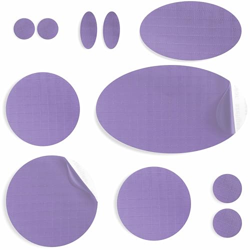 aZengear Repair Patches for Jackets, Tent, Shoe Toe, Air Mattress, Inflatables, PVC Gear - Waterproof, Self-Adhesive, Tear-Cold-Heat-Resistant, Down Puffer Coat (11pcs, Lilac)