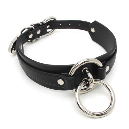 Handmade Womens O Ring Choker Faux Leather Collar Necklace